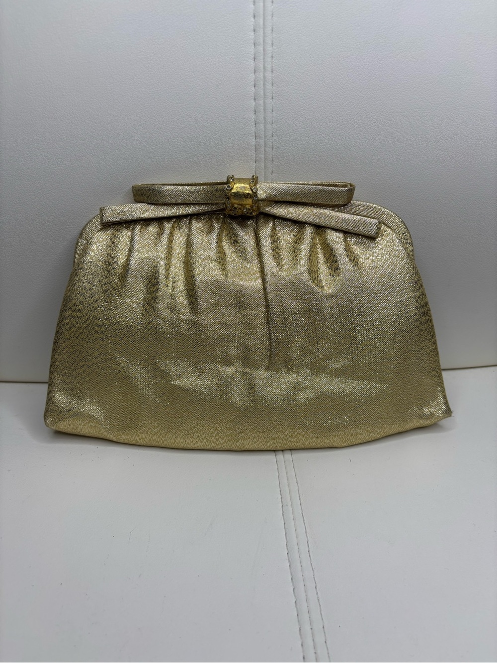Vintage After Five 1950s-1960s Gold Metallic Evening Clutch with baby coin purse